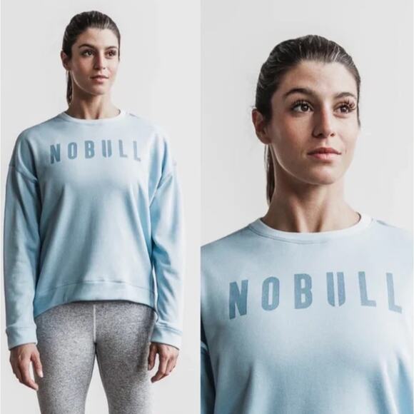 NOBULL Crew Sweatshirt Light Sky Blue Sz M {Y52} - Picture 1 of 5